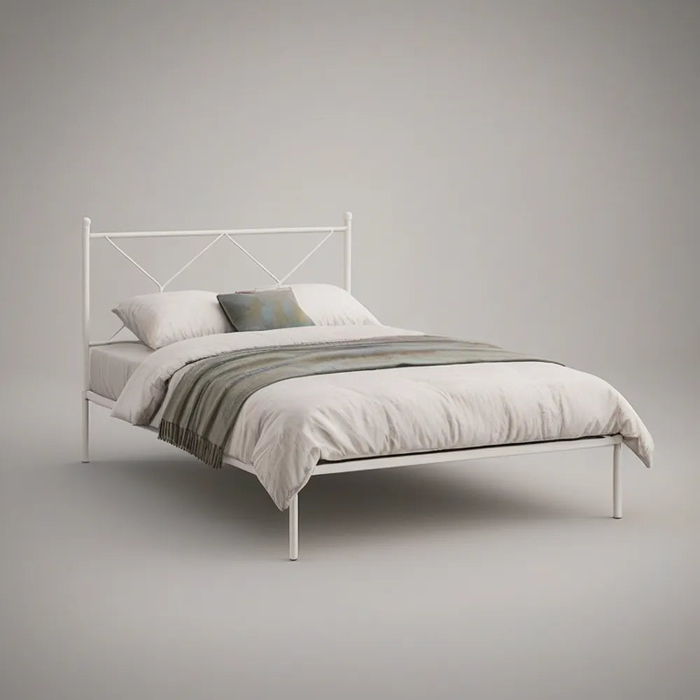 White Queen Metal Platform Bed Frame, 82.7 x 62.2 x 39.4 in