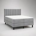 Queen Light Gray Upholstered Platform Bed Frame with White Mattress, 64 x 85 x 48 in