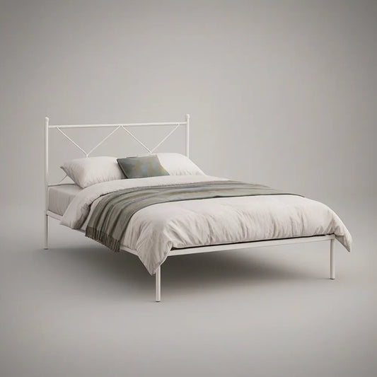 White Queen Metal Platform Bed Frame, 82.7 x 62.2 x 39.4 in
