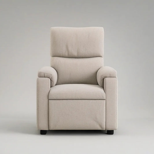 Beige Upholstered Armchair with Black Legs, 34 x 38 x 41 in.