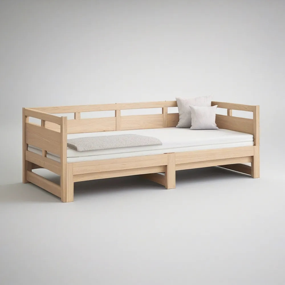 Natural Solid Pine Wood Twin Daybed Frame, 80 x 42 x 30 in