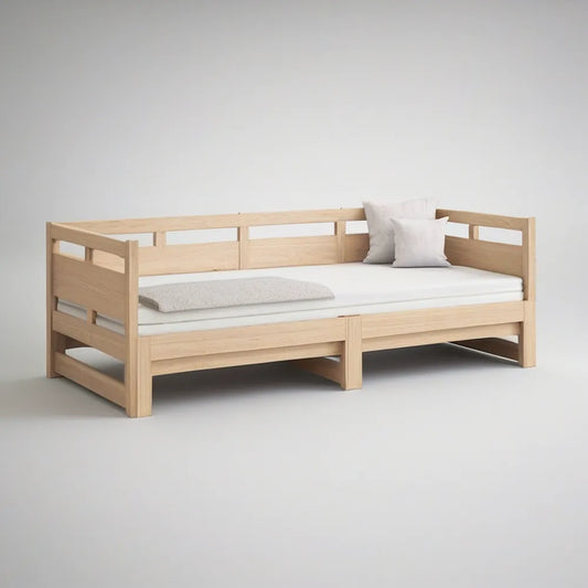 Natural Solid Pine Wood Twin Daybed Frame, 80 x 42 x 30 in