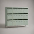 Mint Green Steel Storage Cabinet with 12 Doors, 120 x 40 x 140 cm
