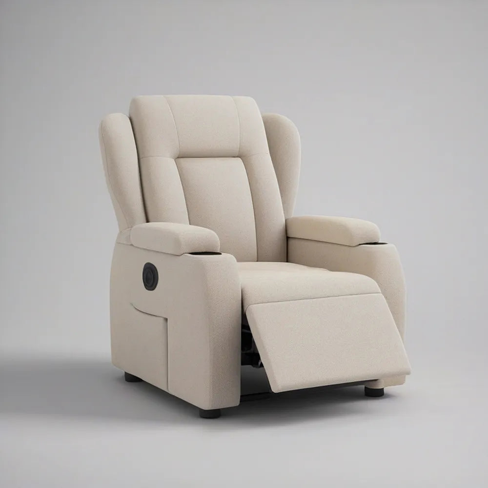 Cream Power Recliner Armchair with Footrest, 35 x 39 x 41 in