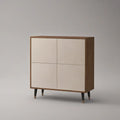 4-Door Storage Cabinet, 35.4 x 15.7 x 39.4 in, Walnut Brown and Cream