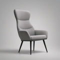 Light Gray Upholstered High-Back Armchair with Black Steel Legs, 28.3 x 31.5 x 43.3 in